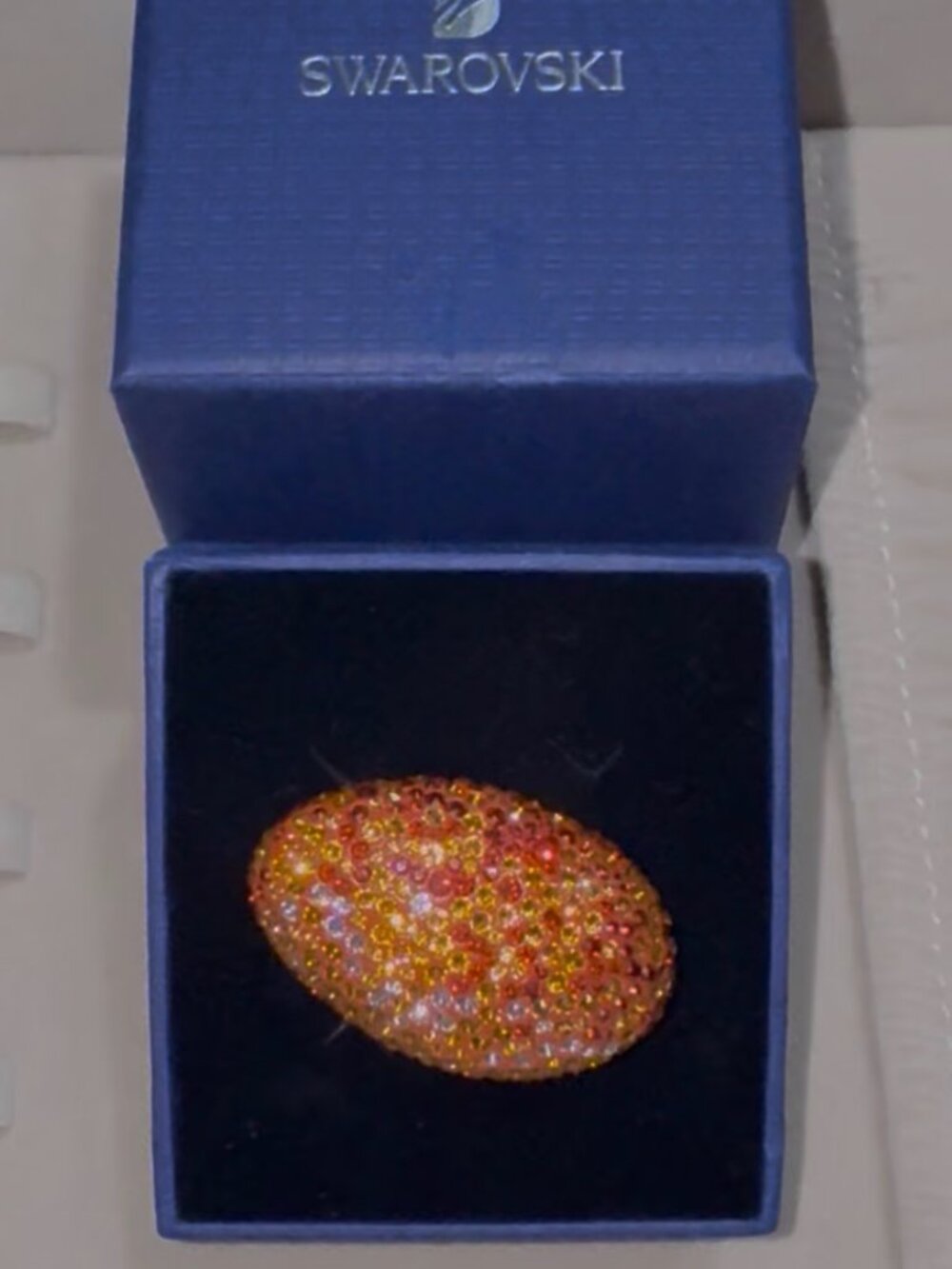 Swarovski "The Elements" Orange Adjustable Ring Gold Tone. 55-58 (7.25-8.25) NEW